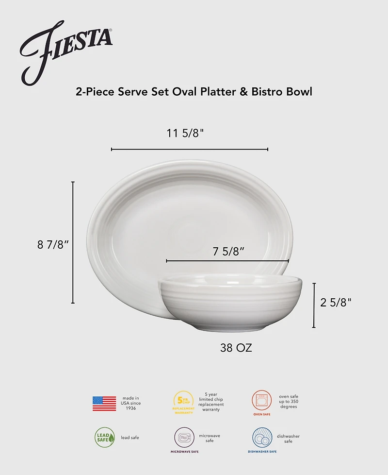 Fiesta Linen Oval Platter & Bistro Bowl 2-Pc. Serve Set