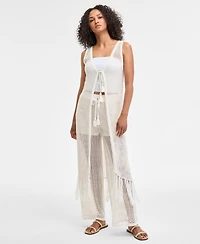 Bar Iii Women's Crochet Fringe Sleeveless Cardigan, Exclusively at Macy's