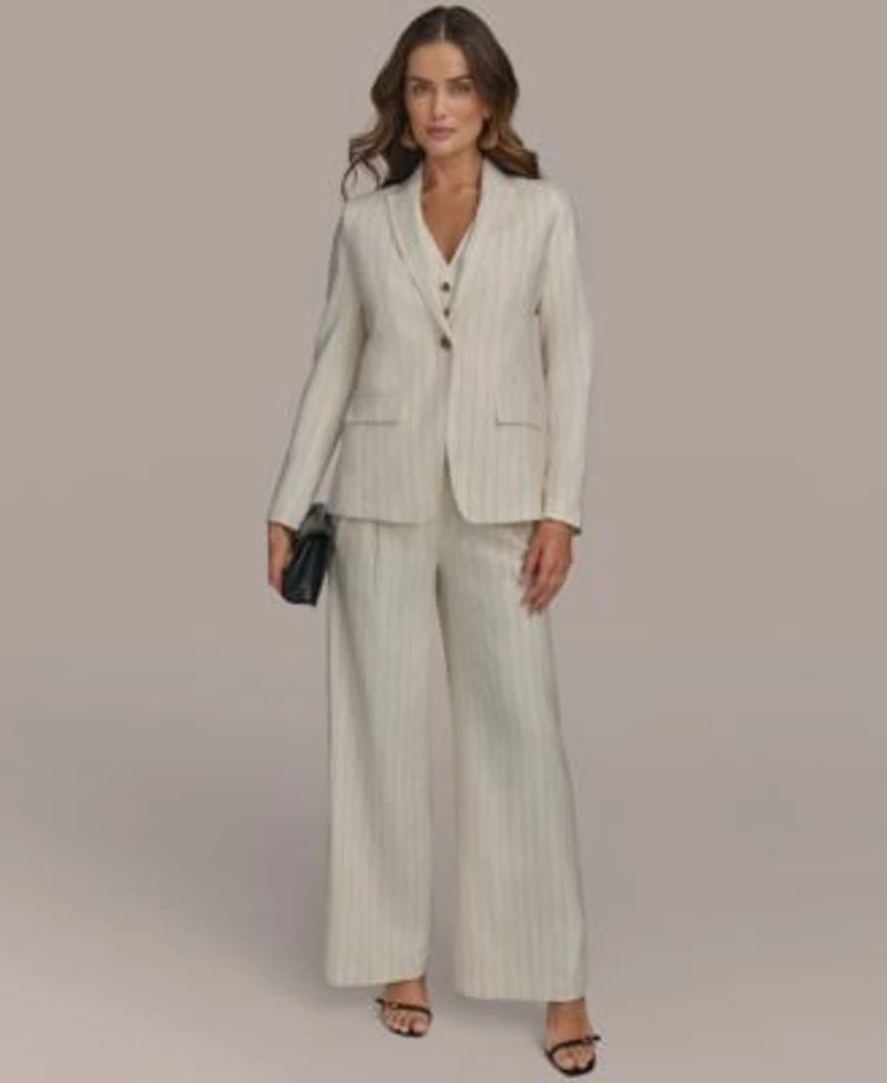 Donna Karan New York Womens Pinstriped Blazer Vest Pants