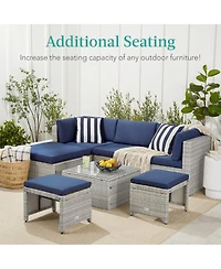 Best Choice Products Set of 2 Multipurpose Patio Wicker Ottomans w/ Removable Cushions