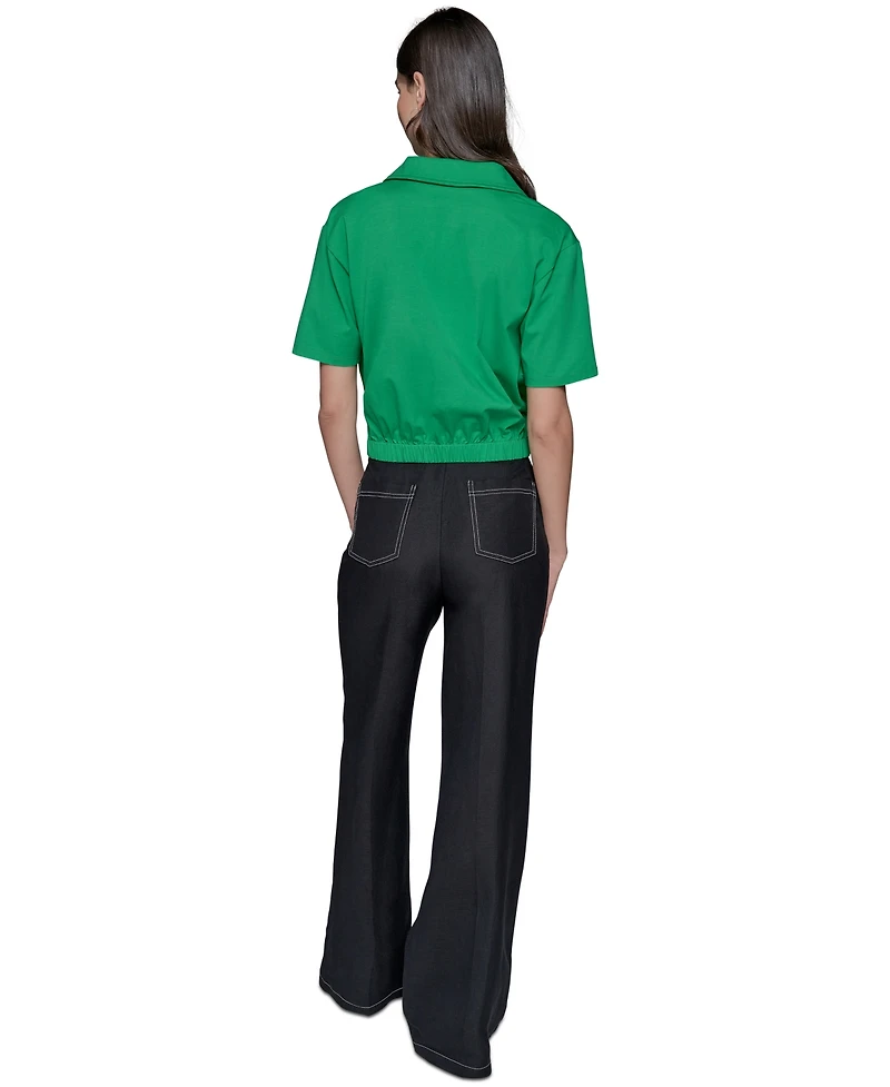 Karl Lagerfeld Paris Women's Cropped Logo Polo