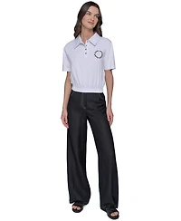 Karl Lagerfeld Paris Women's Cropped Logo Polo