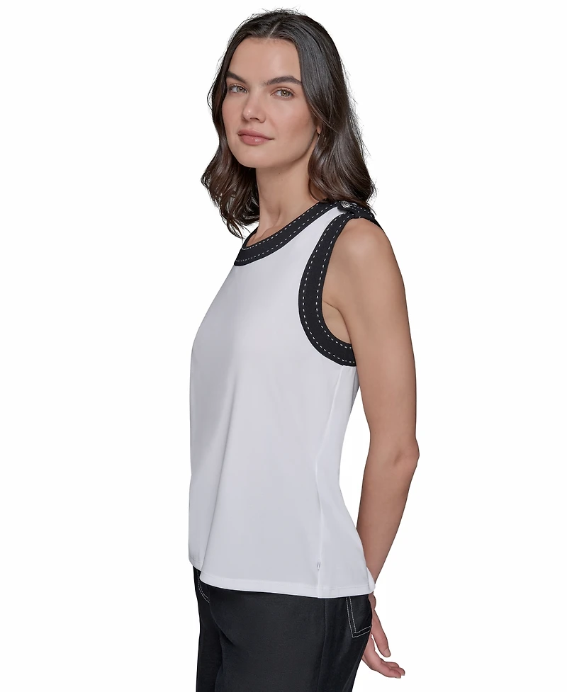 Karl Lagerfeld Paris Women's Contrast-Trim Sleeveless Top