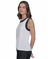 Karl Lagerfeld Paris Women's Contrast-Trim Sleeveless Top