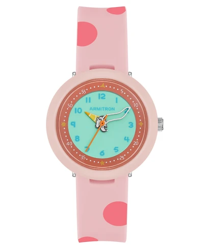 Armitron Kid's Quartz Dottie Pink Silicone Watch, 30mm