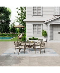 Mondawe -inch Powder Coated Cast Aluminum Outdoor Dining Table with Umbrella Hole