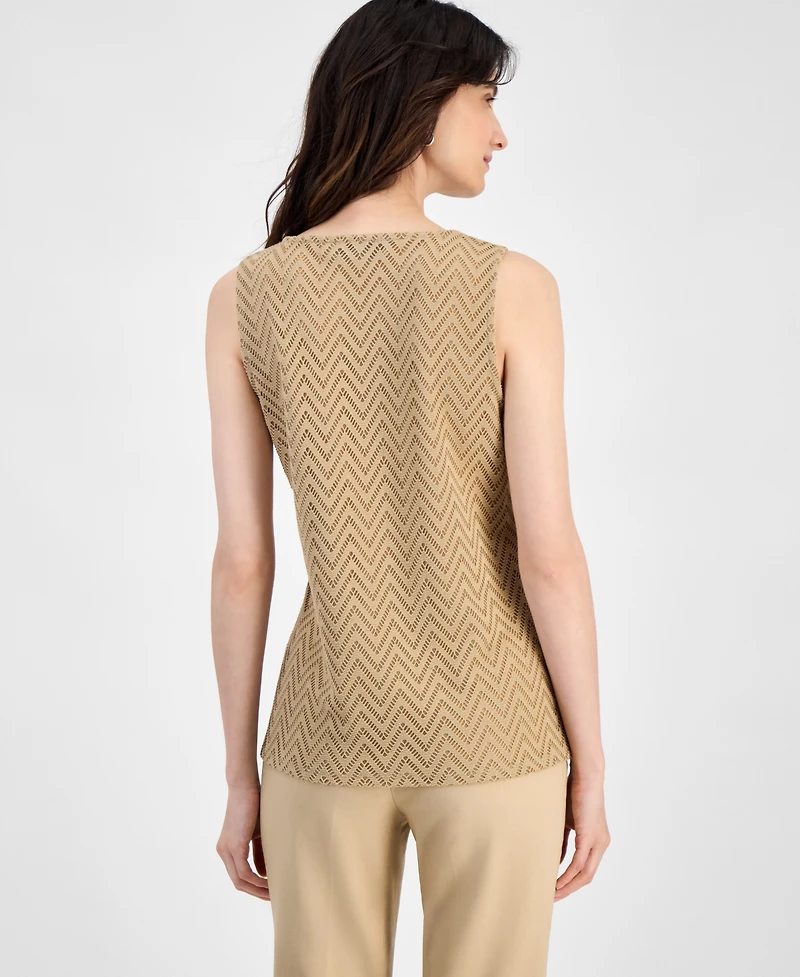 Kasper Women's Herringbone Square-Neck Top