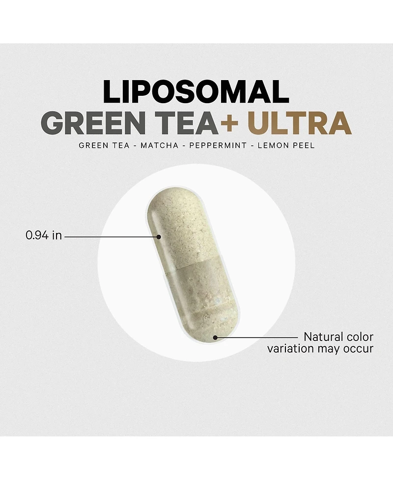 Codeage Liposomal Green Tea+ Ultra Potency - Egcg 90% Green Tea Extract, Matcha Green Tea Powder, Peppermint, Lemon Peel - Non-gmo, Gluten-Free