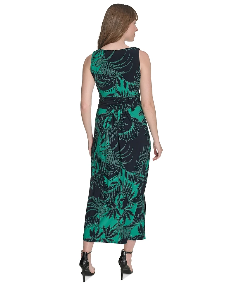 Tommy Hilfiger Women's Floral-Print Sleeveless Ruched Dress