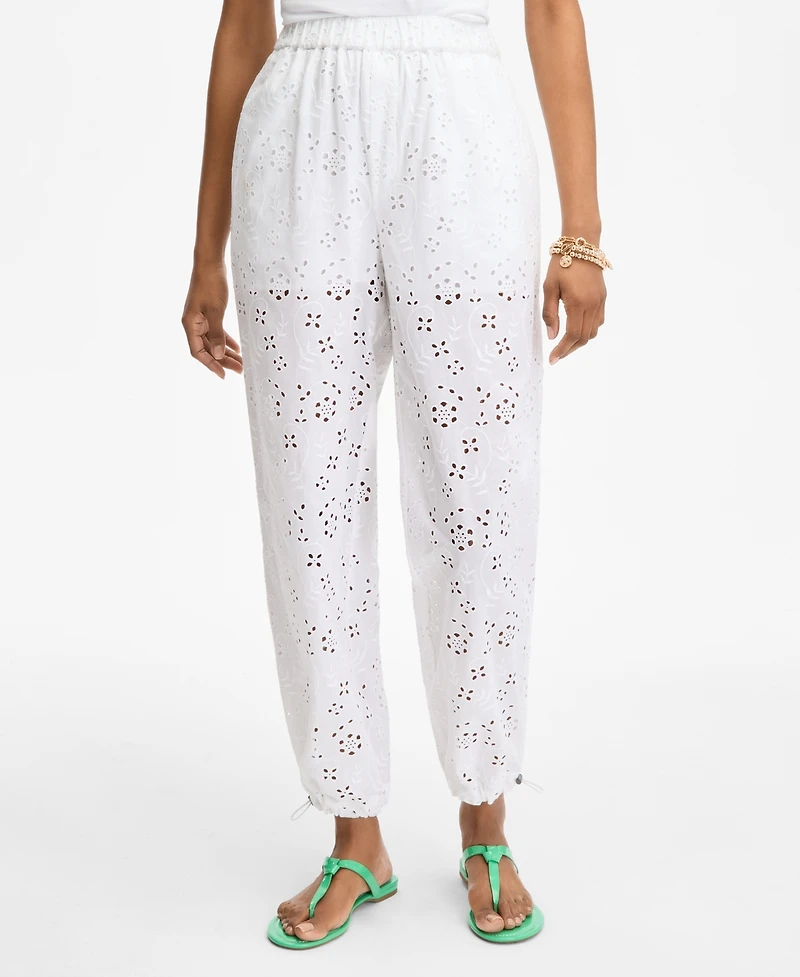 On 34th Women's Cotton Eyelet Pull-On Joggers, Exclusively at Macy's