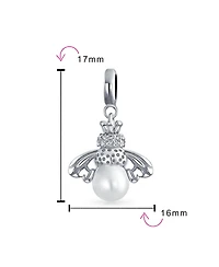 Bling Jewelry Garden Insect Pearl Queen Bee Dangle Charm Bead Mom Sterling Silver Bracelet