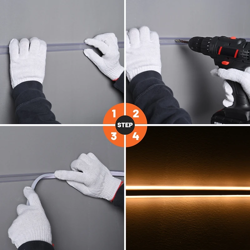 DELight 3.3" Plastic U Channel System 20PCS Del-M031M for 11/16"W Rgb Rope Light Models Del-D50R,Del-D100R,Del-D150R