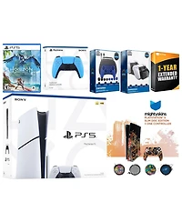 Sony Playstation 5 Slim Disc with Horizon Forbidden West, Extra Volcanic Red Controller, Gamer Kit, Charge Dock and MightySkins Decal Voucher + 1 Year