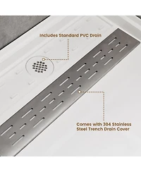 Casainc 60"W X 36"D Smc Single Threshold Shower Base Anti-Slip Shower Pan