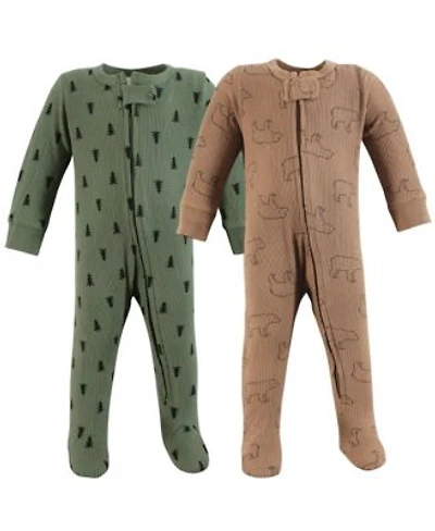 Hudson Baby Baby Boys Hudson Cozy Thermal Zippered One-Piece Outfits 2-Pack