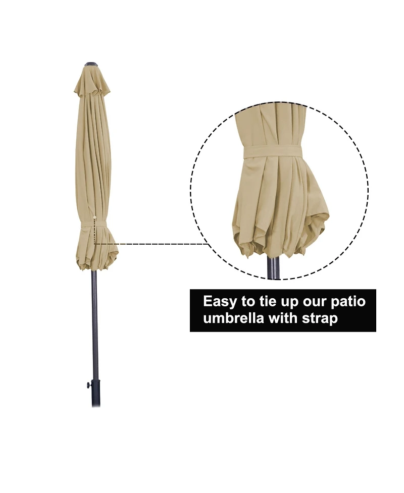 9ft Outdoor Patio Market Umbrella with Push Button Tilt and Crank in Blue