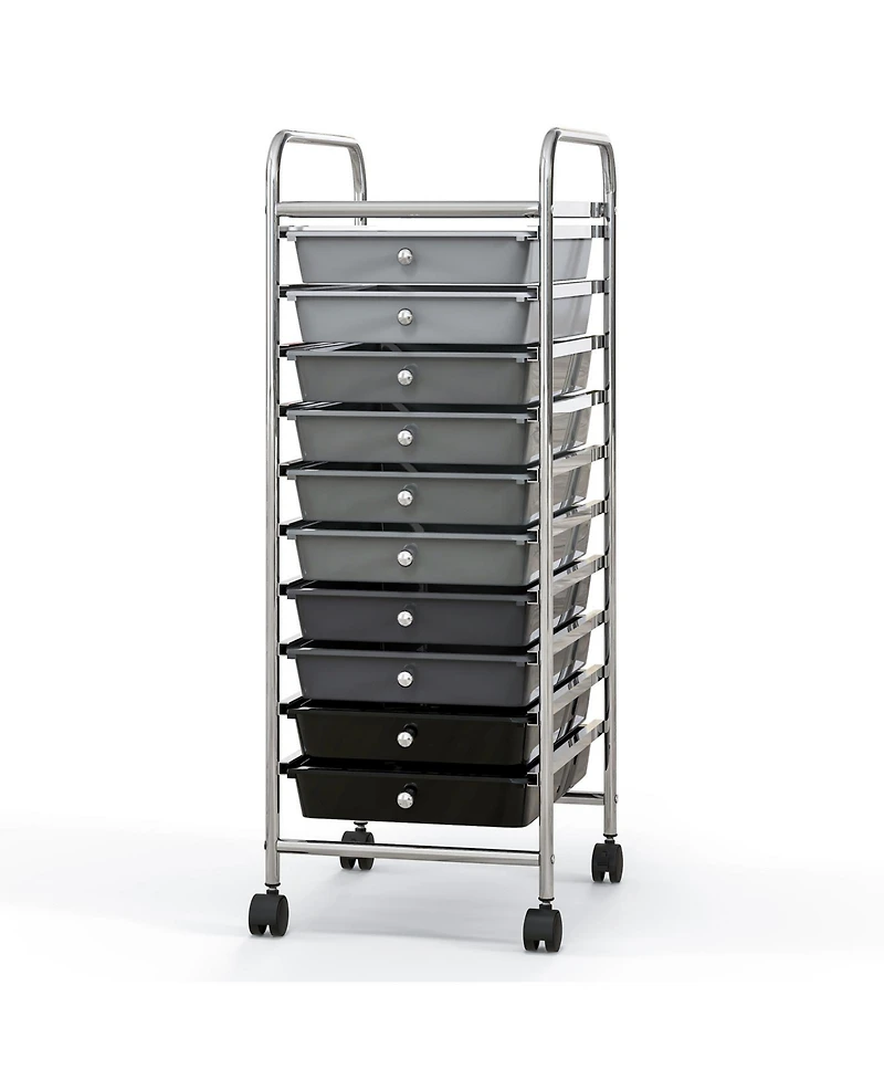 10 Drawer Rolling Storage Cart Organizer with 4 Universal Casters-Gradient