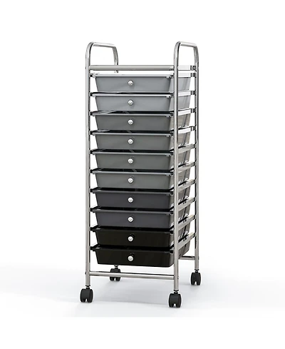 10 Drawer Rolling Storage Cart Organizer with 4 Universal Casters-Gradient