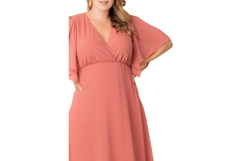 Kiyonna Plus Carmella Flutter Sleeve Gown