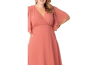 Kiyonna Plus Carmella Flutter Sleeve Gown