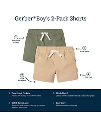 Gerber Toddler Boys 2-Pack Shorts