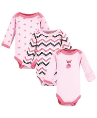 Luvable Friends Baby Girls Preemie Long Sleeve Bodysuits 3pk - Foxy