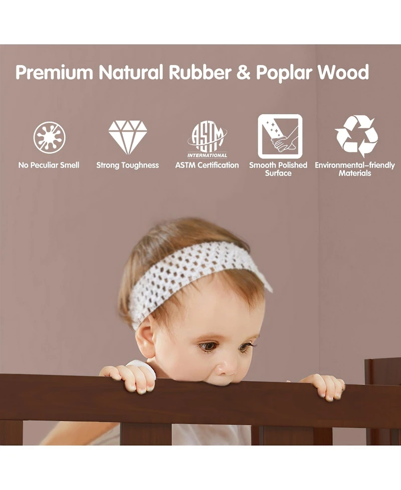 2-in-1 Convertible Kids Wooden Bedroom Furniture with Guardrails