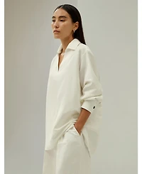 Lilysilk Women's Oversized Silk-Linen Blend Shirt