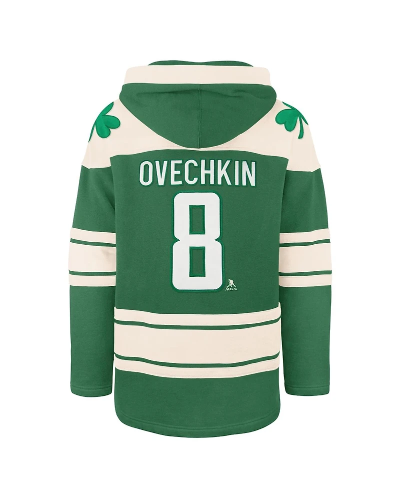 '47 Brand Men's Alexander Ovechkin Kelly Green Washington Capitals St. Patrick's Day Player Name Number Lacer Pullover Hoodie