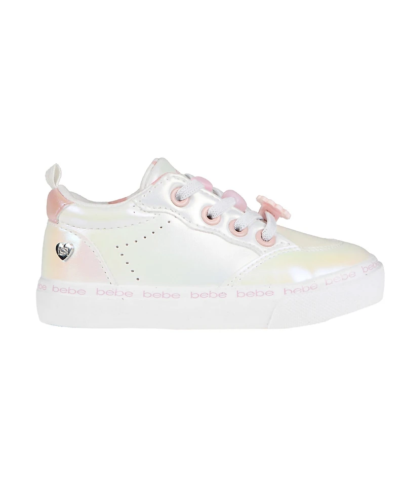 Bebe Toddler Girls Printed Flower Lining with Charms Sneakers