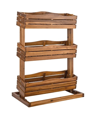 Seville Classics Acacia Wood 3-Tier Vertical Garden Planter
