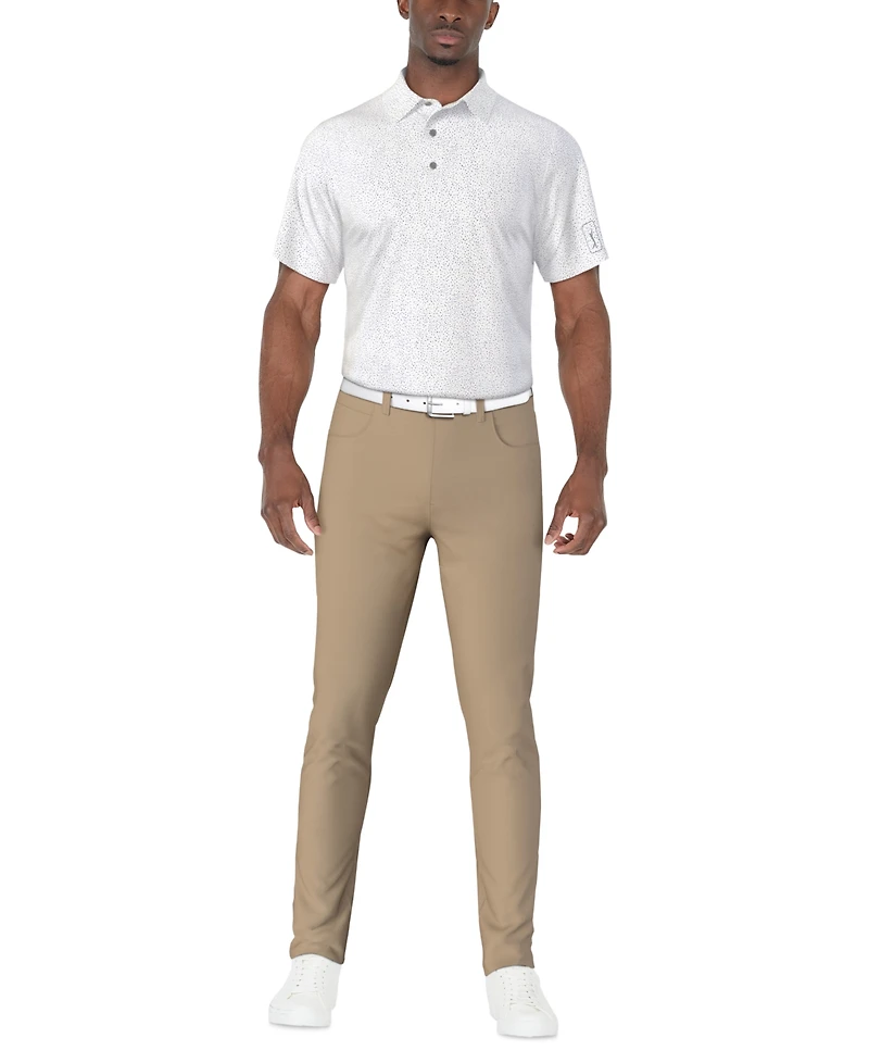 Pga Tour Men's Short Sleeve Confetti Print Golf Polo Shirt