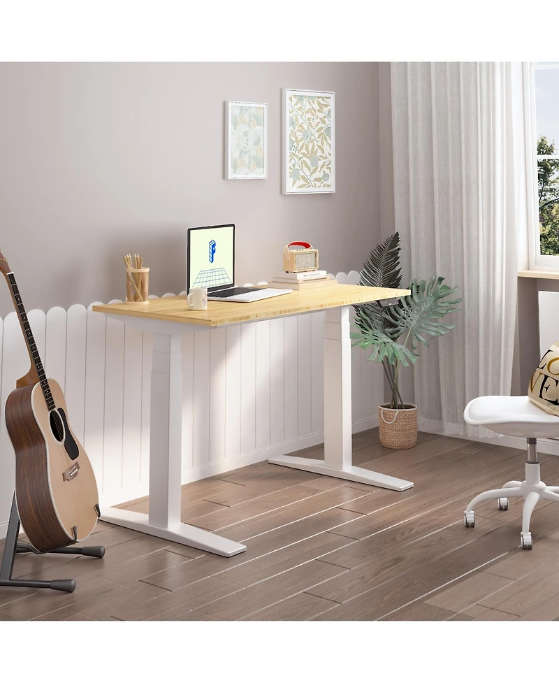 Flexispot E7-commercial W Electric Adjustable Standing Desk, Bamboo Top
