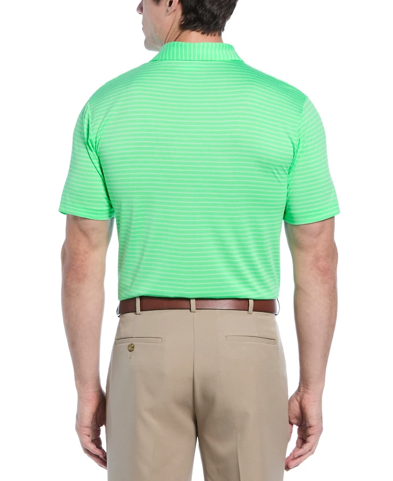 Pga Tour Men's Heathered Feeder Stripe Golf Polo Shirt
