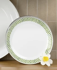 Golden Rabbit Scallop Enamelware Chargers, Set of 2