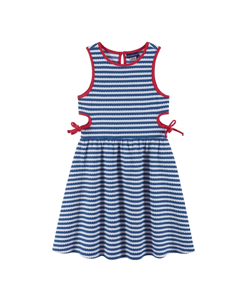 Andy & Evan Big Girls Toddler/Child Navy Striped Textured Rib Knit Dress