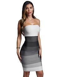 Bebe Women's Strapless Colorblock Bandage Midi