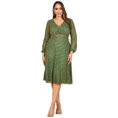 Lara Women's Beaded Midi Dress with Long Sleeves
