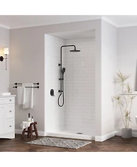 Casainc 48"W X 36"D Smc Single Threshold Shower Base Anti-Slip Shower Pan, Drain Assembly & Drain Cover Included