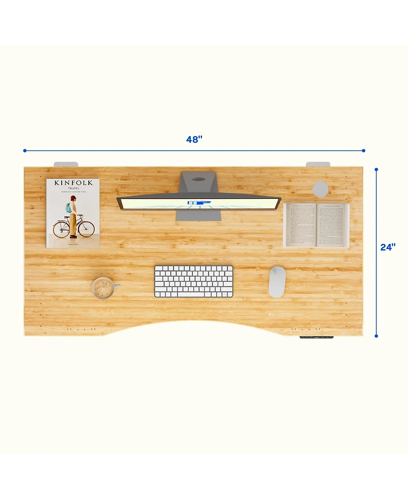 Flexispot E7-commercial W Electric Adjustable Standing Desk, Curved Bamboo Top
