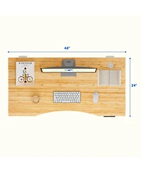 Flexispot E7-commercial W Electric Adjustable Standing Desk, Curved Bamboo Top