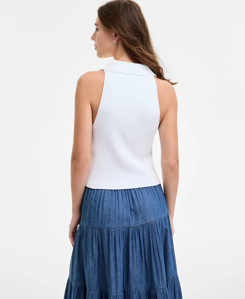 Nautica Jeans Women's Cotton Collared Sleeveless Sweater
