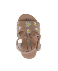 Bebe Toddler Girls Denim and Embroidered Flowers Sandals