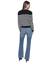 Karl Lagerfeld Paris Women's Striped Crystal-Button Cardigan