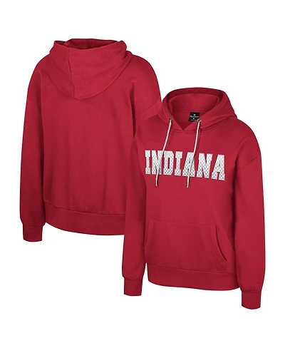Colosseum Women's Crimson Indiana Hoosiers Reflection Rhinestone Drawcord Pullover Hoodie