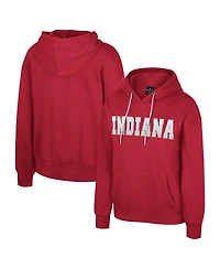Colosseum Women's Crimson Indiana Hoosiers Reflection Rhinestone Drawcord Pullover Hoodie