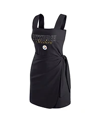 Wear by Erin Andrews Women's Black Pittsburgh Steelers Wrap Dress