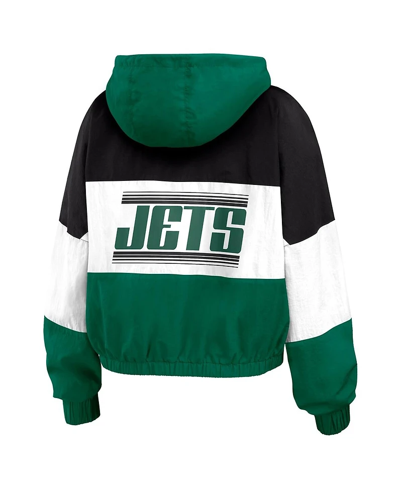 Wear by Erin Andrews Women's Green New York Jets Color Block Full-Zip Windbreaker Jacket