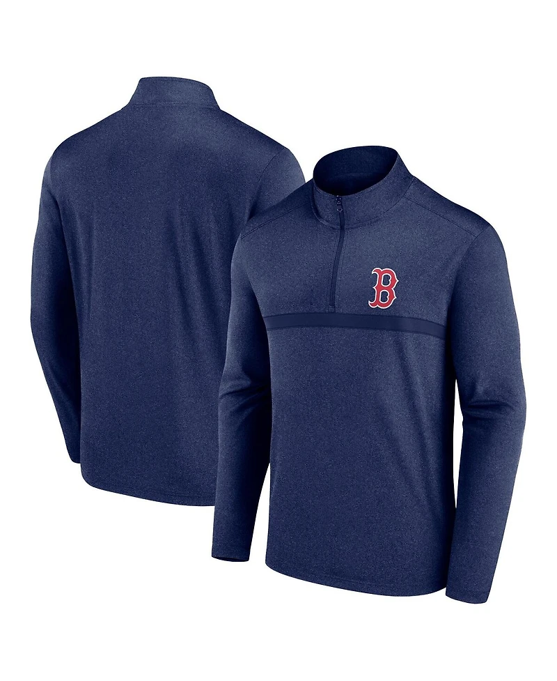 Fanatics Men's Heather Navy Boston Red Sox Head-to-Head Quarter-Zip Pullover Sweatshirt