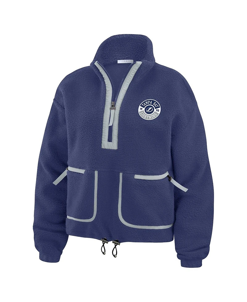Wear by Erin Andrews Women's Blue Tampa Bay Lightning Polar Fleece Half-Zip Jacket
